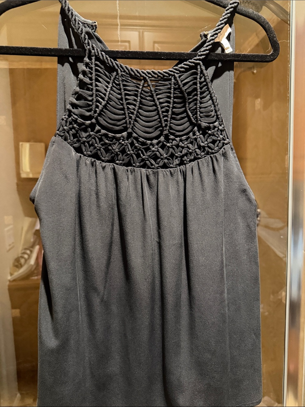 Joie Black Crochet Yoke Camisole Tank